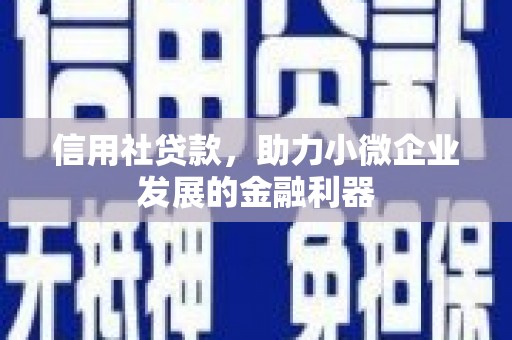乌审旗信用社贷款，助力小微企业发展的金融利器