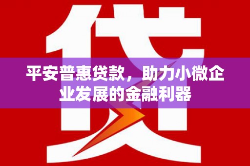 乌审旗平安普惠贷款，助力小微企业发展的金融利器